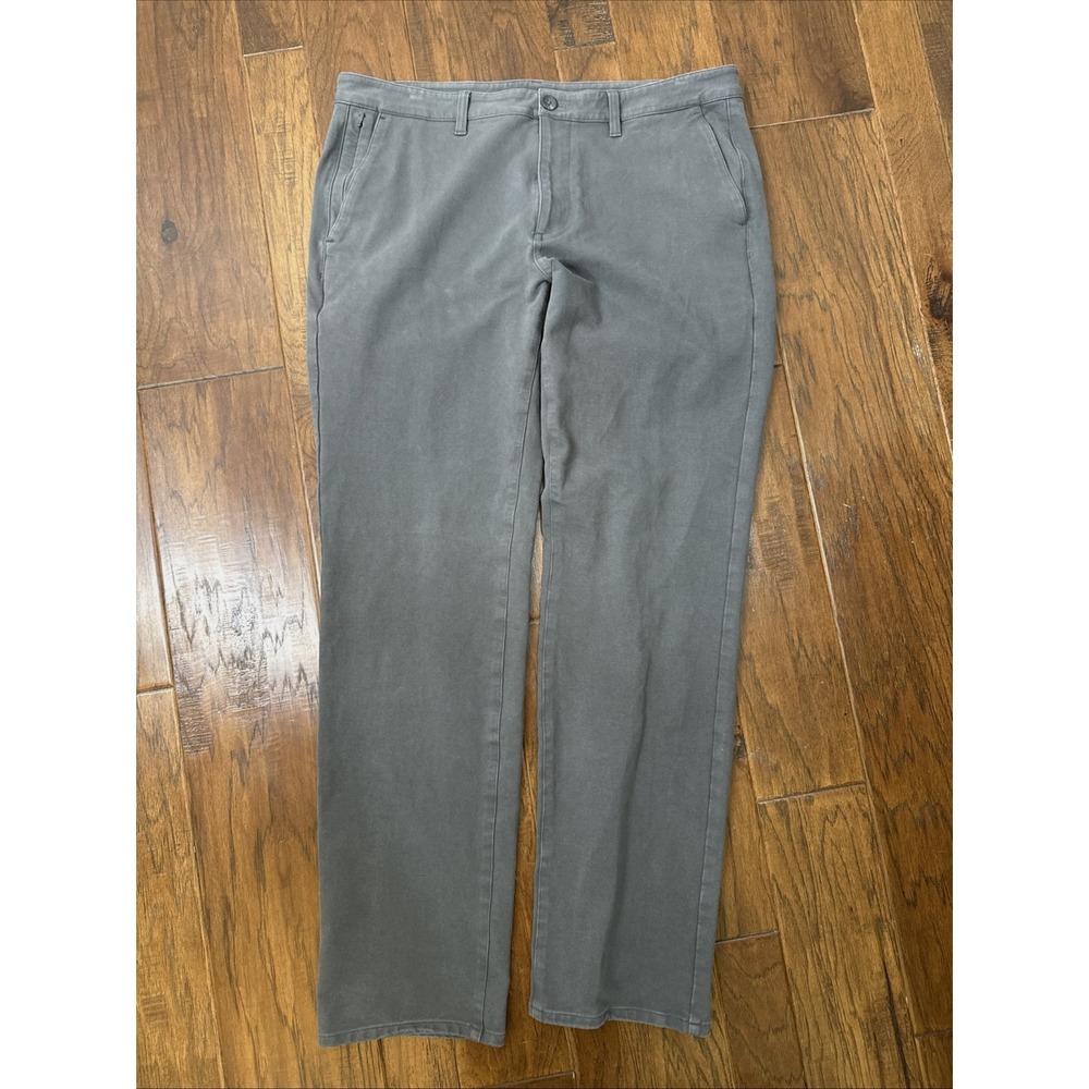 True Classic Straight Twill Chino Khaki Gray Stretch Mens Dress Pants Zip 38x36